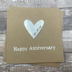 Personalised 6th Iron Anniversary Card Iron Coloured Grey Heart Custom Personalize Debossed Bespoke 5 x 5 inches 127mm x 127mm image 1