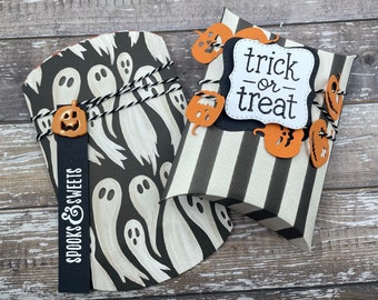 Halloween-Leckerli-Boxen: Handgefertigte Partygeschenk-Kissenboxen - 2er-Set