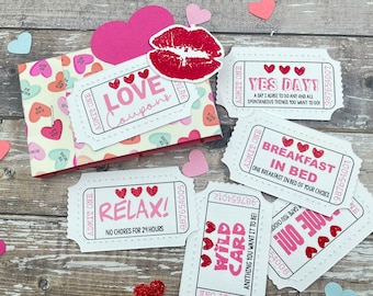 Handmade Love Coupons – Valentine's Anniversary Gift, 12 Tickets
