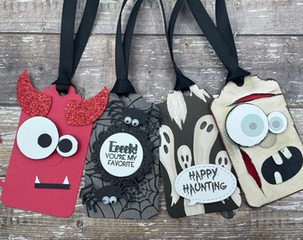 Halloween Gift Tags - Handmade Party Favor Tags, Set of 4
