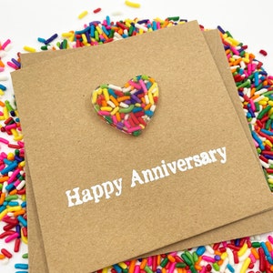 6th Sugar Anniversary Card Rainbow Sprinkles Resin Heart 100s and 1000s Epoxy 4x4 inches 102mm x 102mm Or 5x5 inches 127mm x 127mm image 8