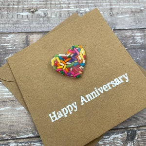 6th Sugar Anniversary Card Rainbow Sprinkles Resin Heart 100s and 1000s Epoxy 4x4 inches 102mm x 102mm Or 5x5 inches 127mm x 127mm image 2