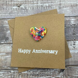 6th Sugar Anniversary Card Rainbow Sprinkles Resin Heart 100s and 1000s Epoxy 4x4 inches 102mm x 102mm Or 5x5 inches 127mm x 127mm image 4