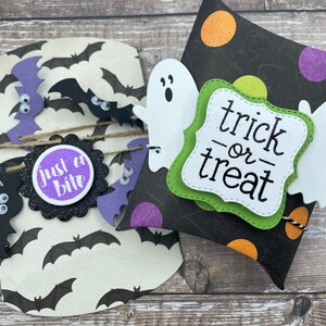 Halloween Gift Box - Set Of 2 - Treat Box -  Pillow Box - Bats - Ghosts - Candy -Sweets -Party Boxes -Birthday Wrapping – Favours