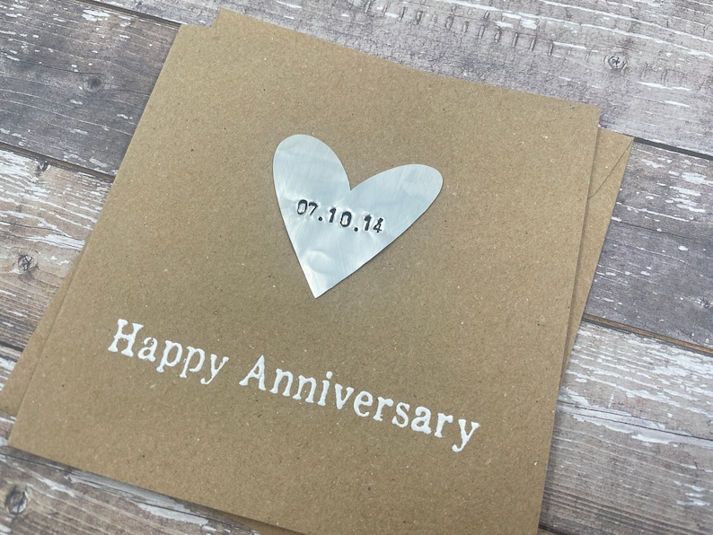 Personalised 6th Iron Anniversary Card Iron Coloured Grey Heart Custom Personalize Debossed Bespoke 5 x 5 inches 127mm x 127mm image 9