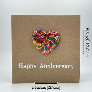 6th Sugar Anniversary Card Rainbow Sprinkles Resin Heart 100s and 1000s Epoxy 4x4 inches 102mm x 102mm Or 5x5 inches 127mm x 127mm image 5