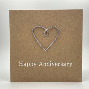 Happy 6th Anniversary Card Iron Wire Heart 4 x 4 inches 102mm x 102mm Or 5 x 5 inches 127mm x 127mm image 2