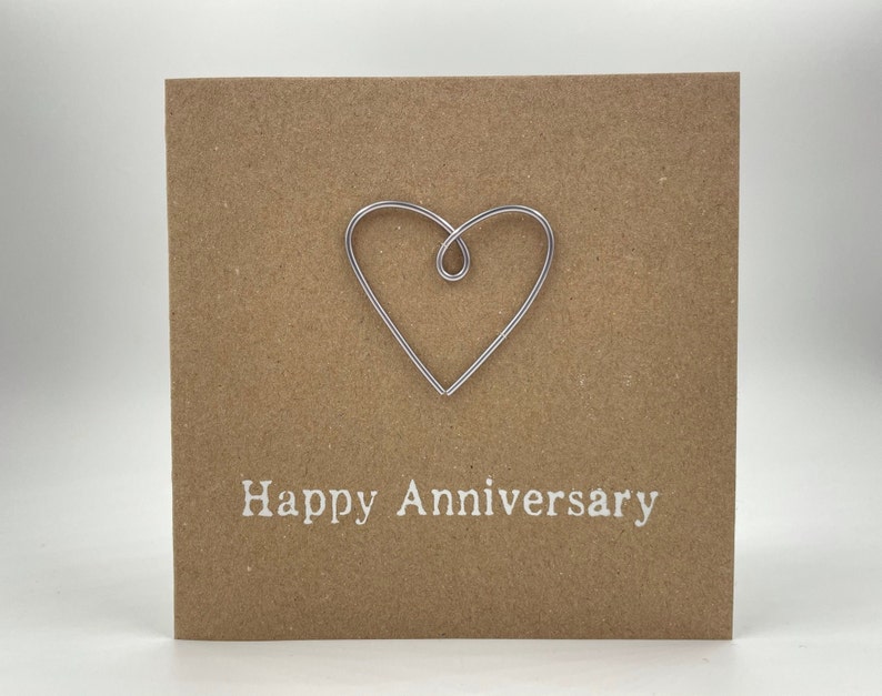 Happy 6th Anniversary Card Iron Wire Heart 4 x 4 inches 102mm x 102mm Or 5 x 5 inches 127mm x 127mm image 2