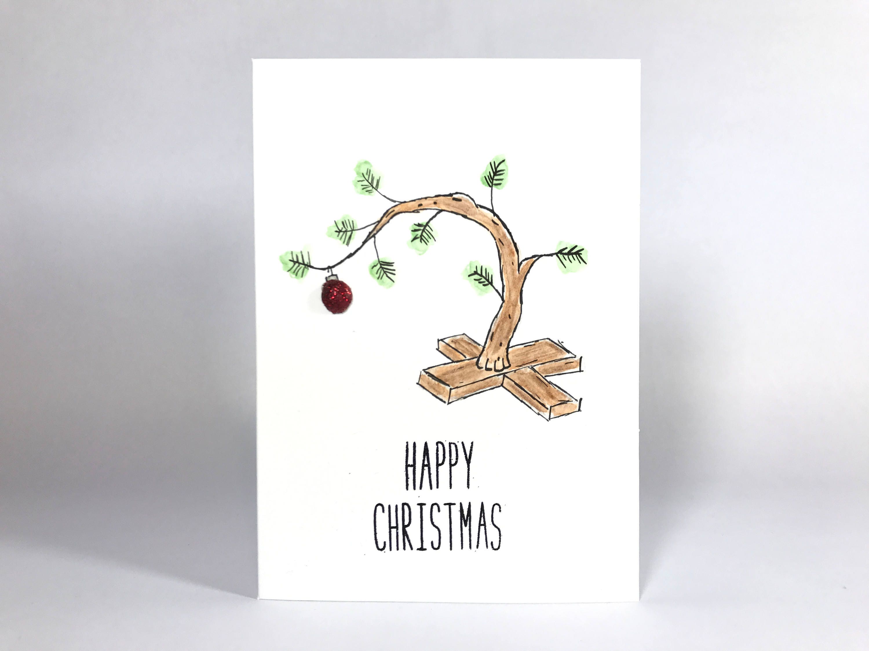 Charlie Brown Christmas Tree Card Happy Christmas Etsy