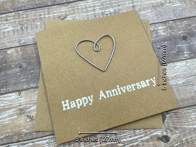 Happy 6th Anniversary Card Iron Wire Heart 4 x 4 inches 102mm x 102mm Or 5 x 5 inches 127mm x 127mm image 4