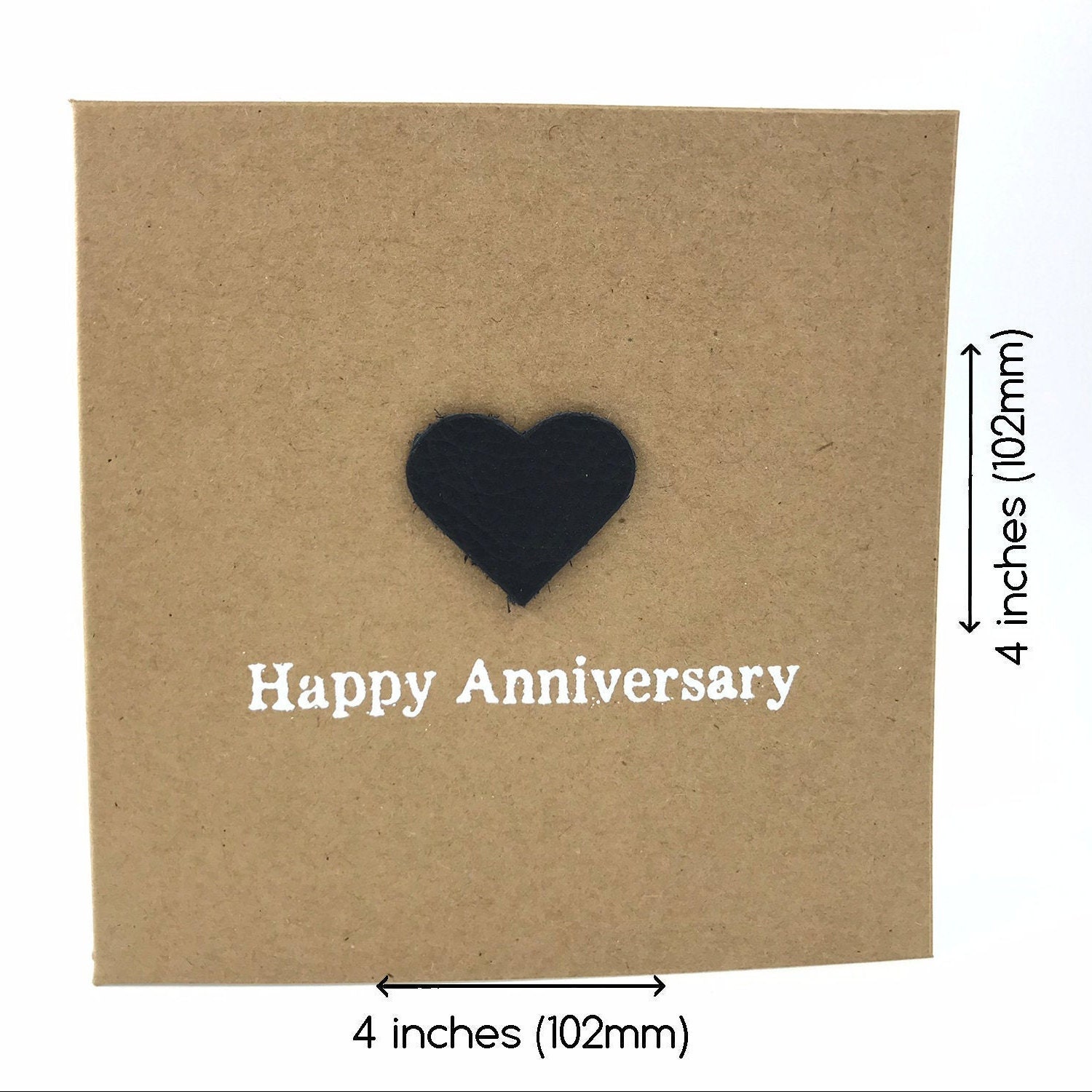 Happy 3rd Anniversary Card Black Leather Heart Third 4 X 4 - Etsy UK