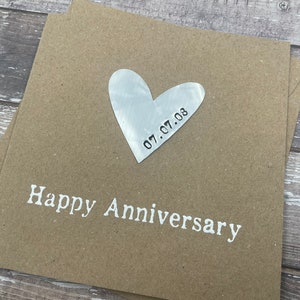 Personalised 10th Tin Anniversary Card Tenth Aluminium Heart Custom Personalize Debossed 5 x 5 inches 127mm x 127mm image 9