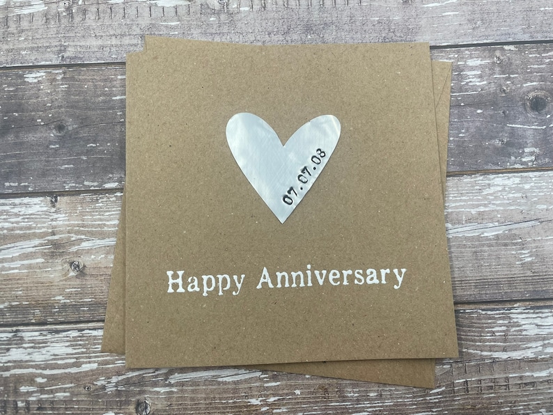 Personalised 6th Iron Anniversary Card Iron Coloured Grey Heart Custom Personalize Debossed Bespoke 5 x 5 inches 127mm x 127mm image 1