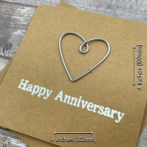 Happy 6th Anniversary Card Iron Wire Heart 4 x 4 inches 102mm x 102mm Or 5 x 5 inches 127mm x 127mm image 3