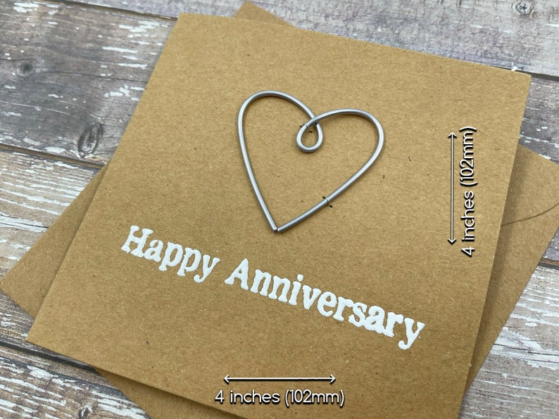 Happy 6th Anniversary Card Iron Wire Heart 4 x 4 inches 102mm x 102mm Or 5 x 5 inches 127mm x 127mm image 3