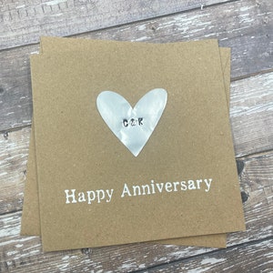 Personalised 10th Tin Anniversary Card Tenth Aluminium Heart Custom Personalize Debossed 5 x 5 inches 127mm x 127mm image 8