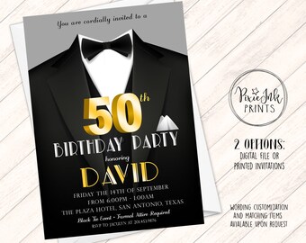 black tie invitation etsy