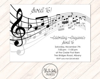 Music Note Invitations Etsy Music Note Invitations Etsy