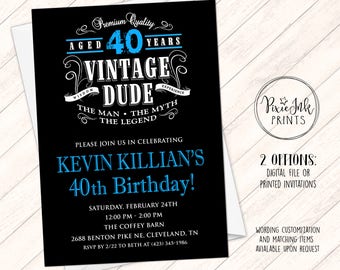 vintage dude birthday invitation through the ages invite etsy