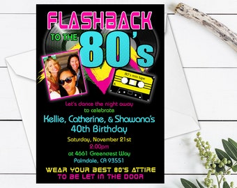 80's Birthday Party Invitation, 80's Party Invitation, 1980's Birthday Invitation, 80's theme, Eighties Party, 80's Printable Invitation
