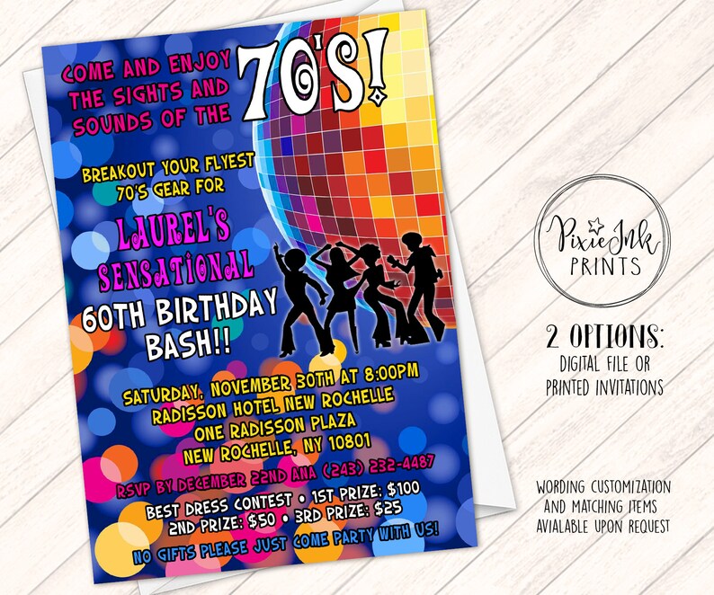 Disco Party Invitation 70 S Party Invitation Dance Party Etsy