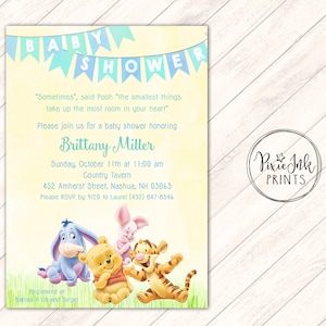 Pooh Baby Shower Invitation Inviti per baby shower ragazza, Pooh, Maialino, Tigre, Ih-Oh Modello di invito digitale stampabile