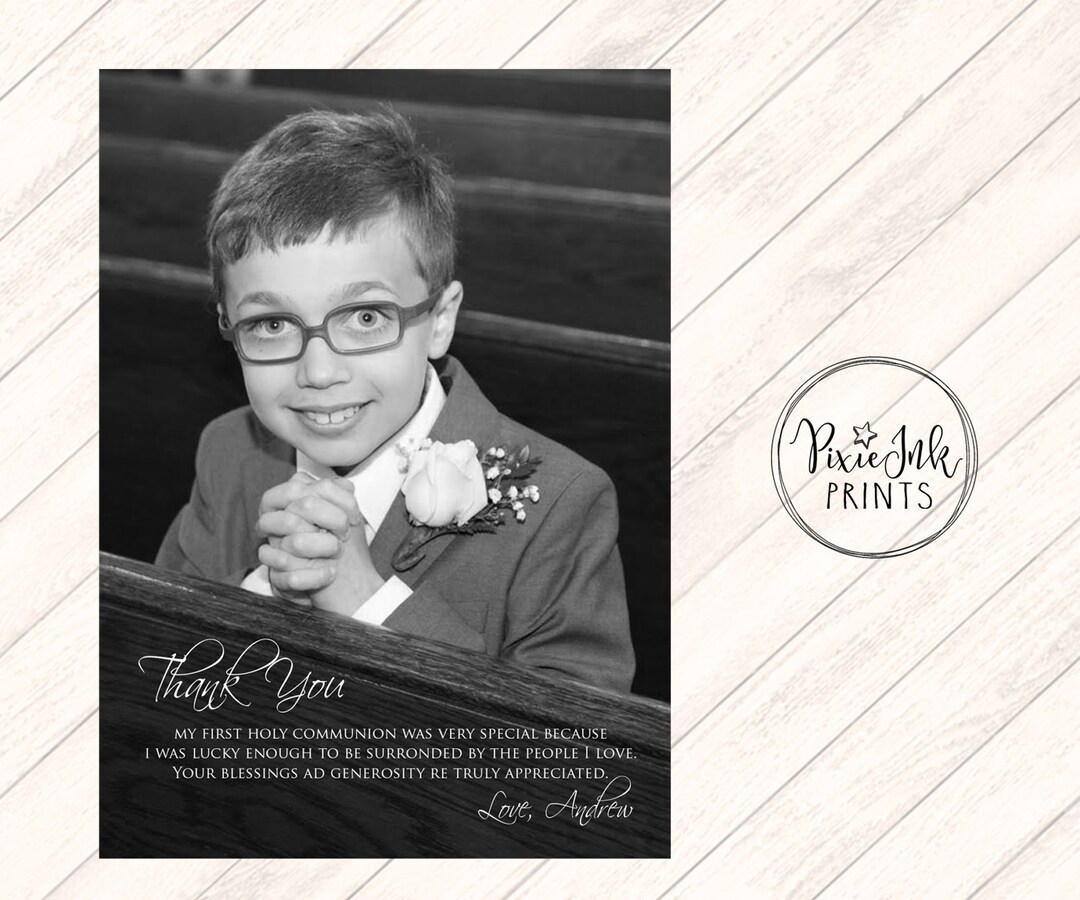 Communion Thank You Card Communion Picture Thank You First Etsy