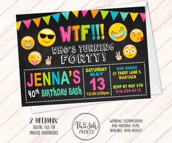 Invitation Danniversaire Emoji Invitation A Une Fete Emoji Etsy France