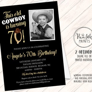 Invito di compleanno da cowboy, questo vecchio invito da cowboy, invito di compleanno di pietra miliare, 70esimo compleanno, 75esimo compleanno, 60esimo compleanno, 50esimo