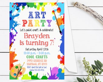 Art Party Birthday Invitation, Painting Birthday Invitation, Art Birthday Party Printable, Art Birthday Party Invitation, Painting Invite