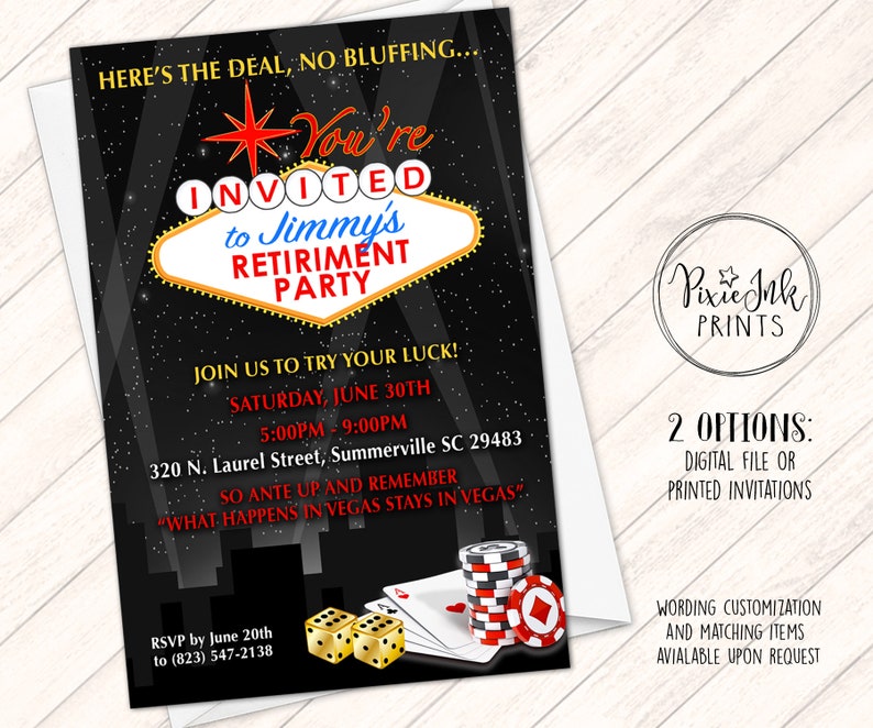 Retirement Invitation Las Vegas Retirement Party Invitation - Etsy