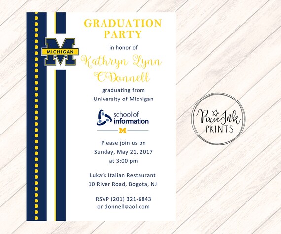 Graduation Party Invitation College Logo Graduation Etsy