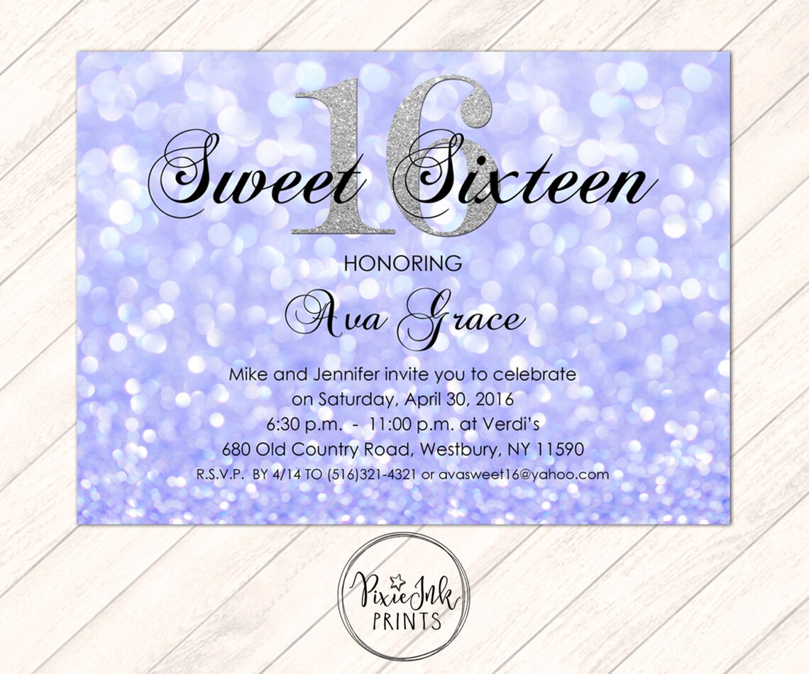 Sparkle Sweet 16 Invitation Mint Green Sweet 16 Invite Etsy