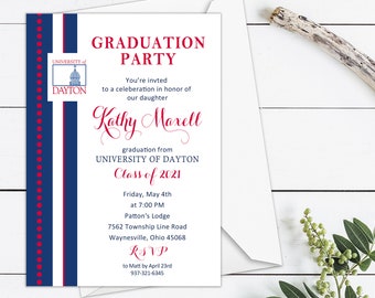 Graduation Party Invitation, Graduation Announcement, College Graduation, Class of 2024 High School Graduation Party, College Logo Invite