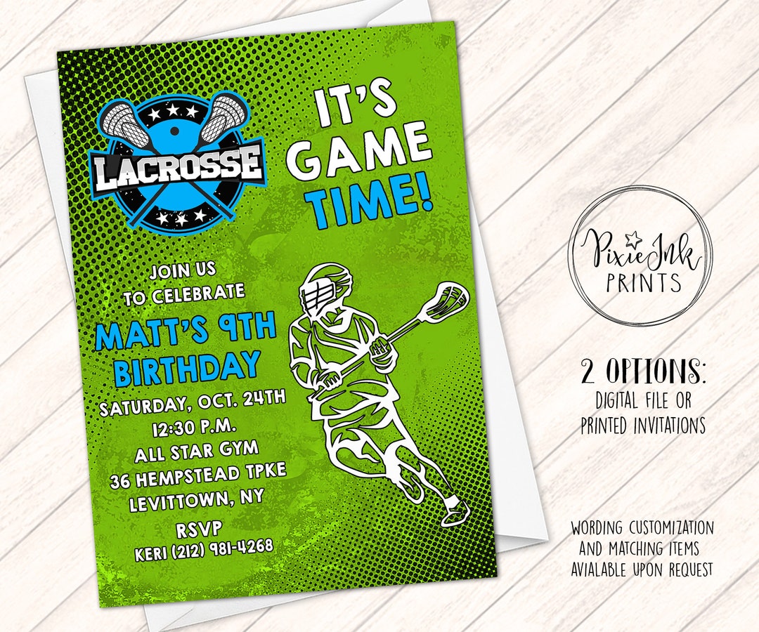 Lacrosse Invitation, Lacrosse Birthday Invitation, Lacrosse Party
