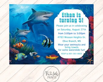 Shark Invitation, Under the Sea Invitation, Sea Animals Invite, Under the Sea Prom, Under the Sea Shower Invitation, Party Printable