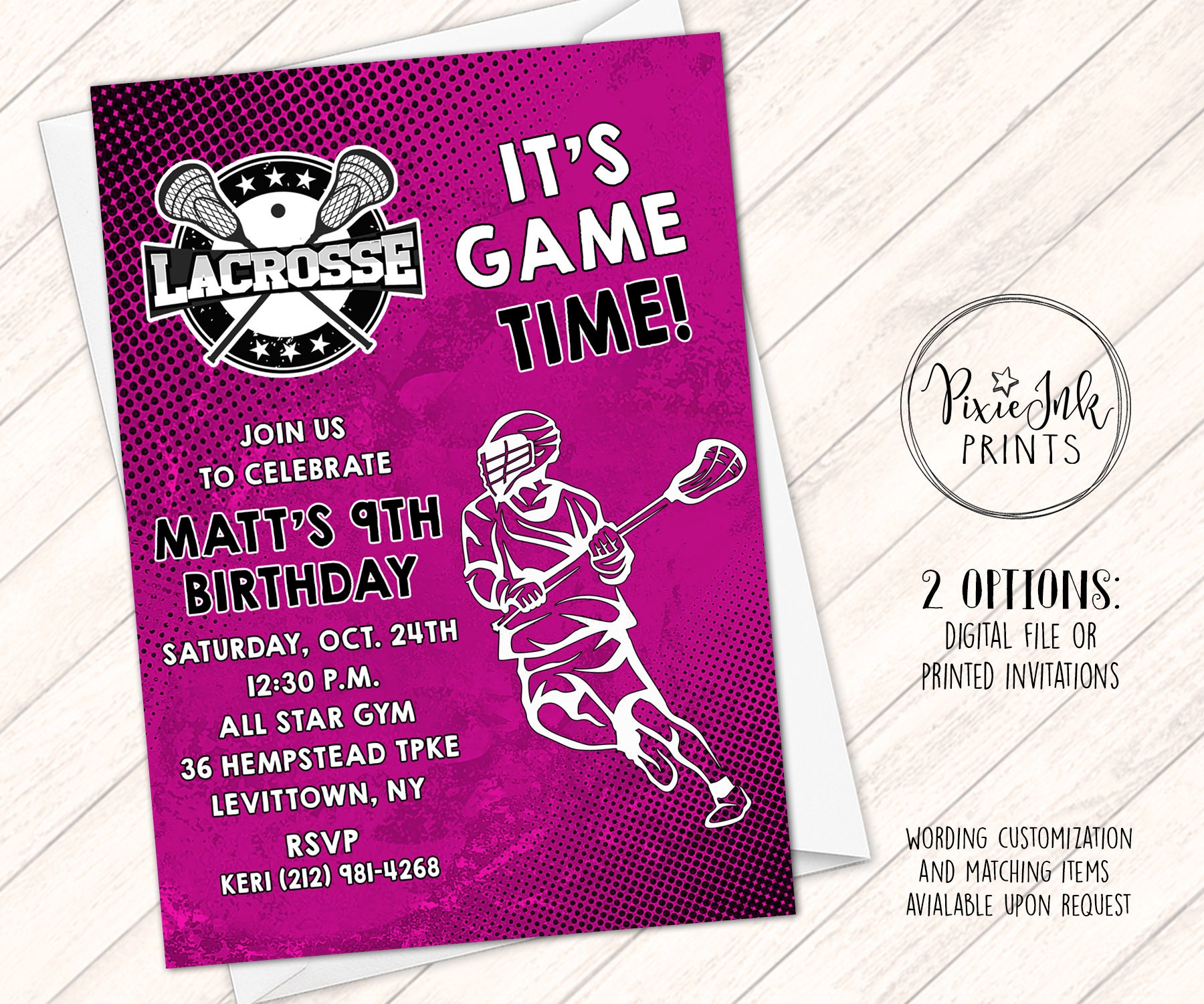 Lacrosse Invitation Lacrosse Birthday Invitation Lacrosse Etsy