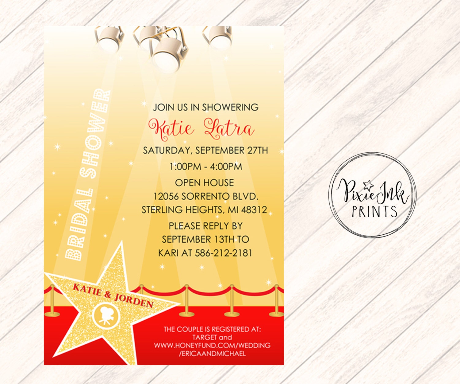 Red Carpet Bridal Shower Invitation Red Carpet Shower Etsy