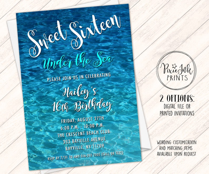 Under the Sea Sweet 16 Invitation Beach Sweet 16 Invite Etsy