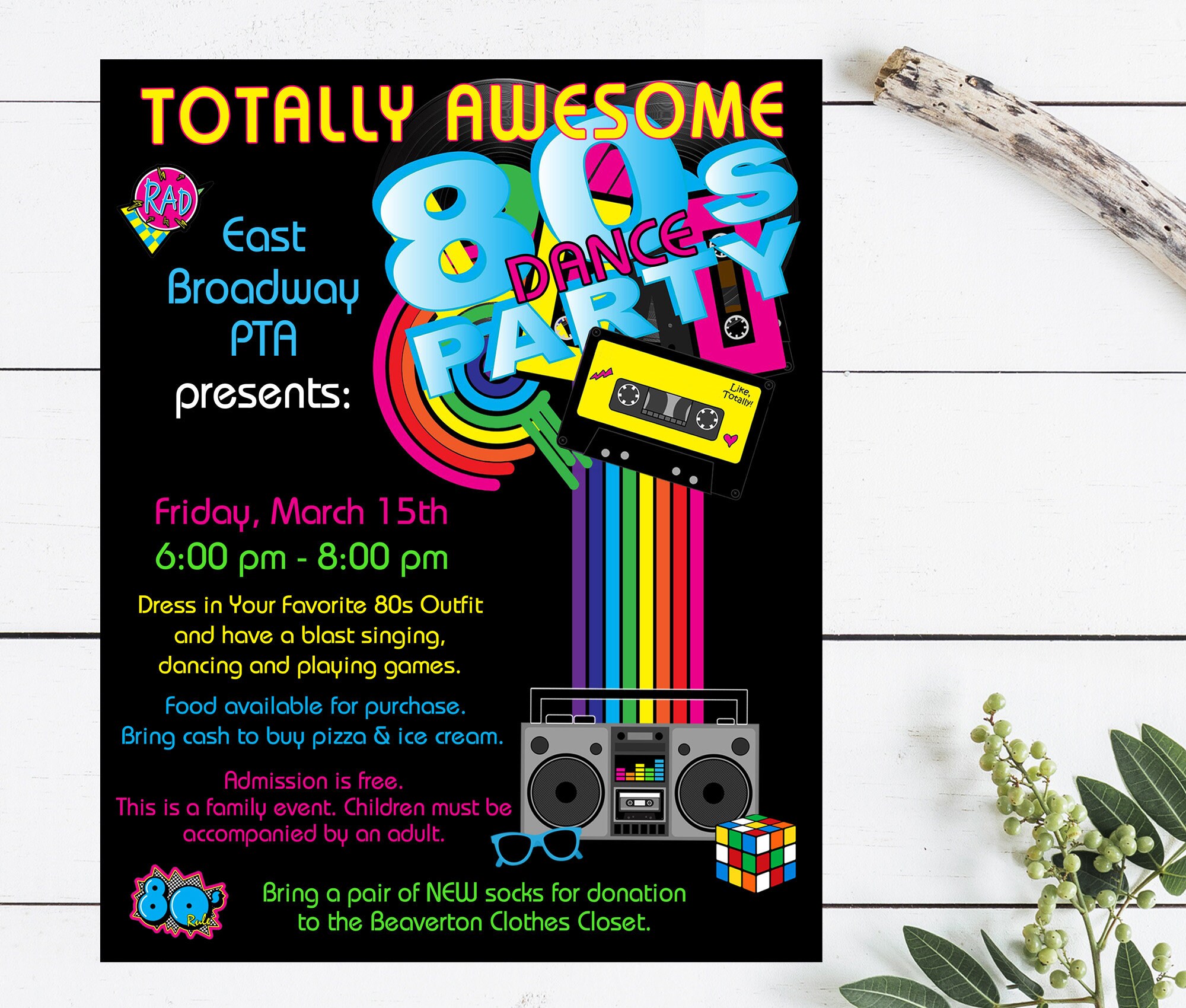 80's Party Flyer 80's Birthday Party Invitation - Etsy