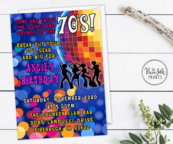 Disco Party Invitation 70's Party Invitation Dance Party | Etsy