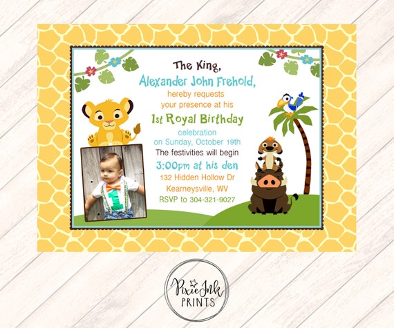 simba first birthday invitation