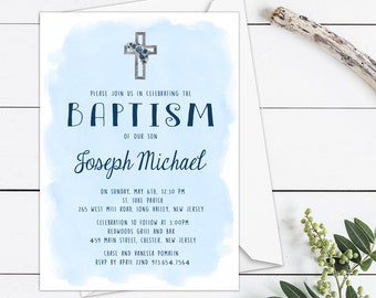 baptism invitations boy, christening invitations, baby dedication invitation, baptism announcement boy, bautizo digital invitation printable