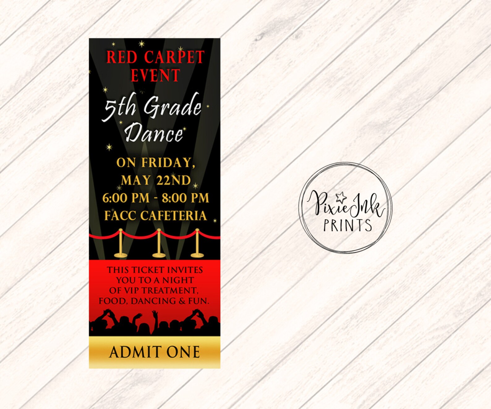 Red Carpet Ticket Invitation Hollywood Party Ticket VIP Etsy