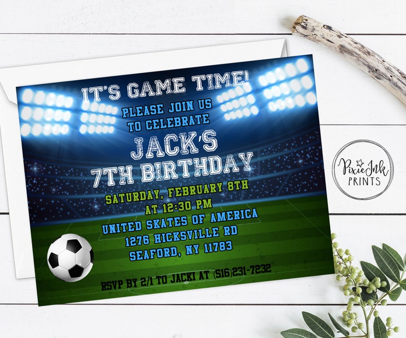 Soccer Birthday Party Invitation Sports Birthday Party Digital Invitation Template
