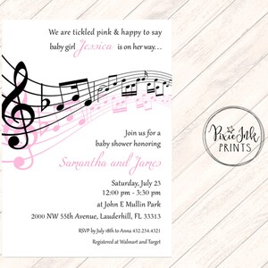 Invito per baby shower con note musicali, Invito per baby shower musicale, Invito per note musicali, Tema musicale stampabile, Compleanno musicale