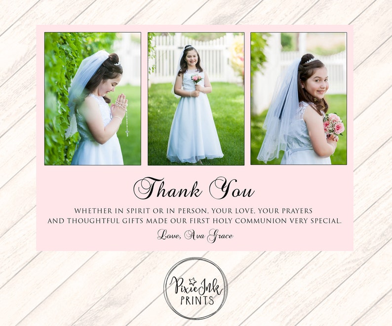 Communion Thank You Card Communion Picture Thank You First Etsy
