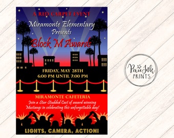 Red Carpet Invitation, Flood Lights Party Invite, Red Carpet Party Invitation, Hollywood Printable, Red Carpet Birthday Party