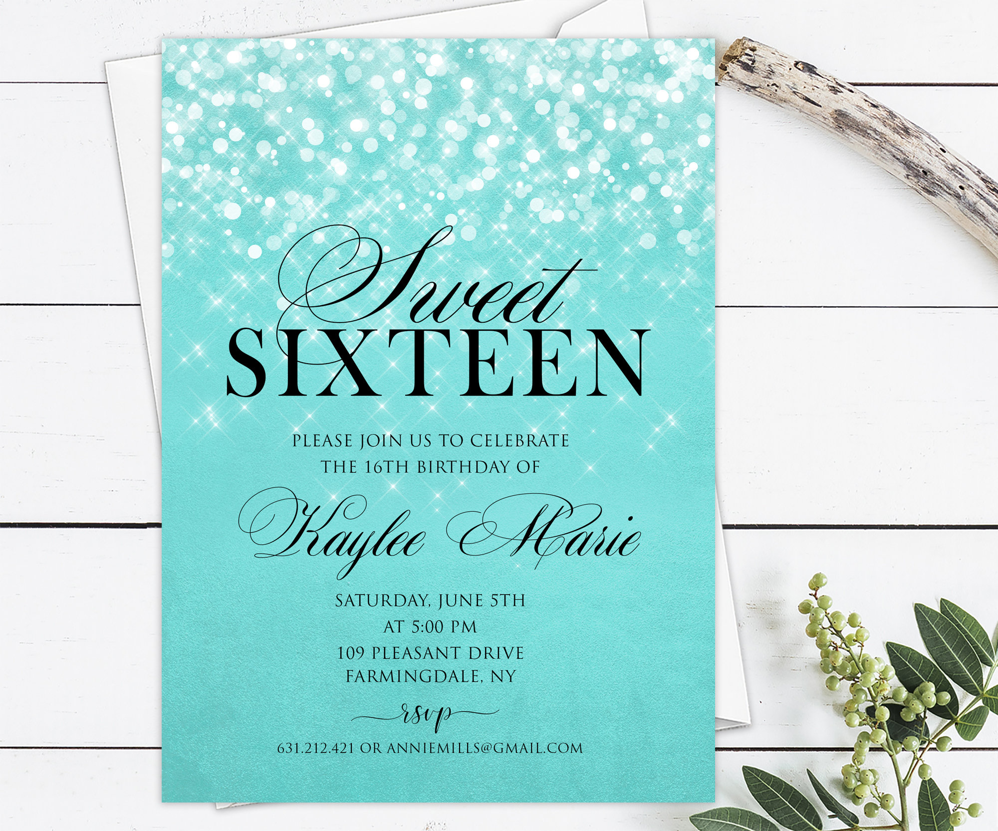 Turquoise Sweet 16 Invitation Turquoise Sweet Sixteen Etsy UK