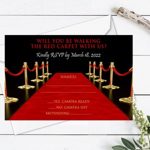 Tarjeta RSVP de alfombra roja, tarjeta de respuesta de Hollywood, Ha nacido una estrella RSVP, imprimible de Hollywood, RSVP de alfombra roja